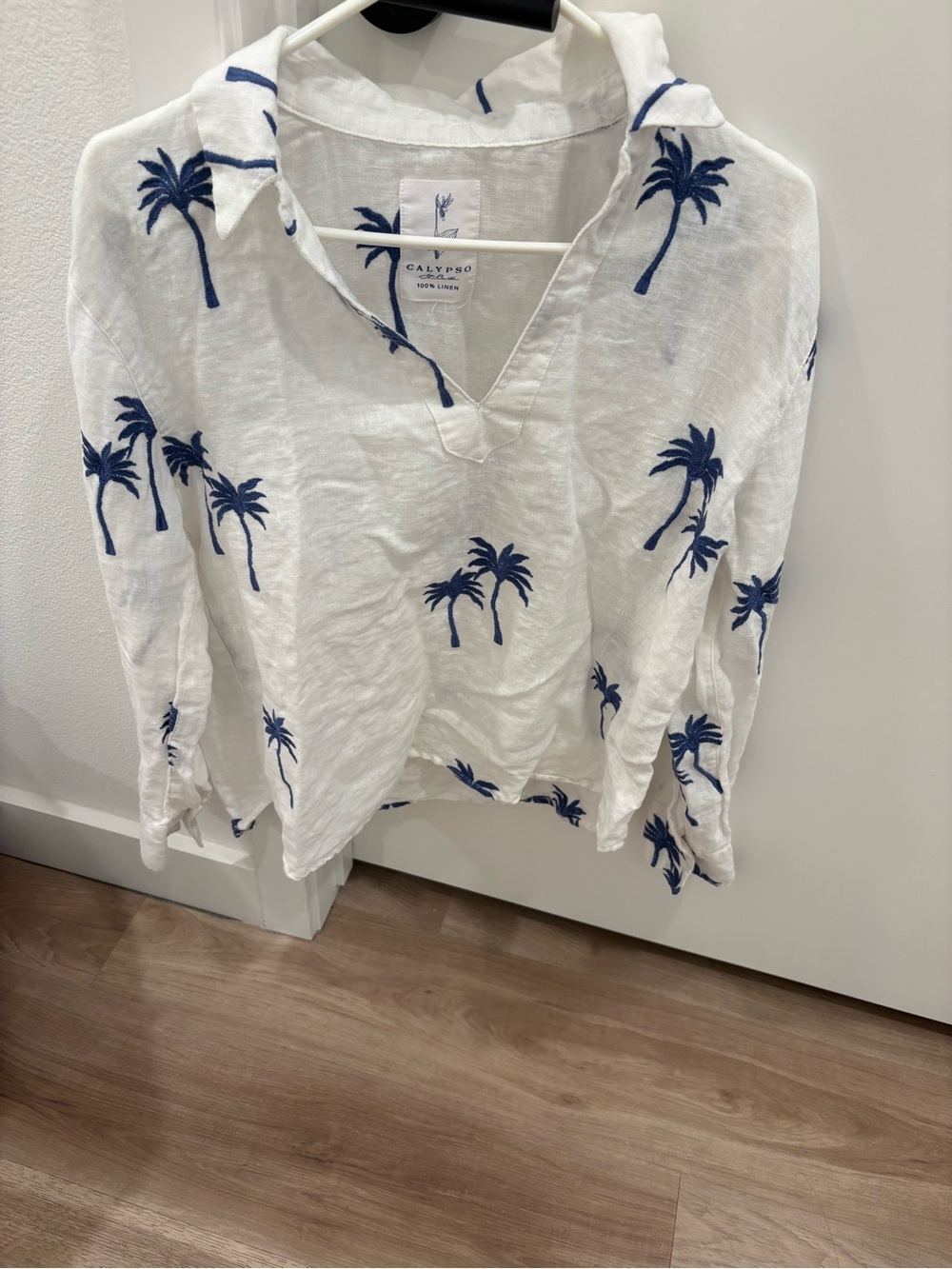 Calypso St. Barth Palm Tree Print Embroidered shirt